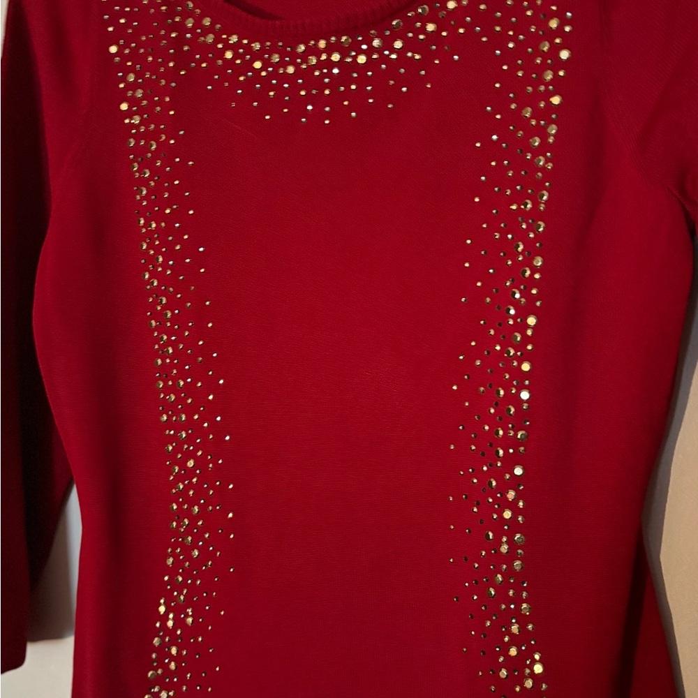 Calvin Klein Scarlet Dress with Metallic Details - Picture 9 of 10